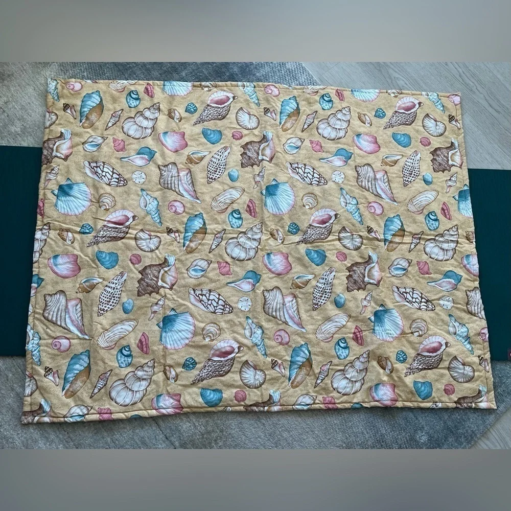 Fish Quilt Handmade Peach Blue Baby Blanket Nautical Ocean Nursery Kids Room